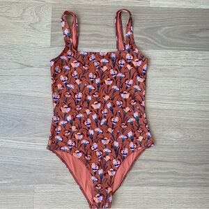 Babaton red clay floral swimsuit NWT